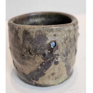 Vintage WHW Pottery Signed Rustic Distress Raku Fired Small Vase Pot 3" Earthen